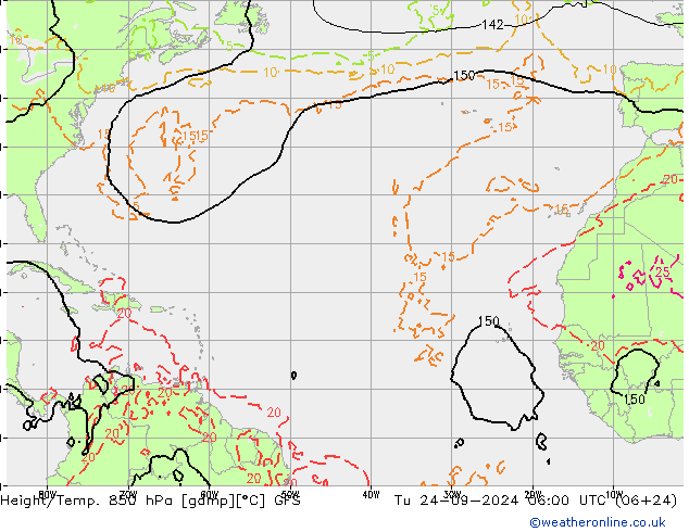 Height/Temp. 850 hPa GFS Tu 24.09.2024 06 UTC