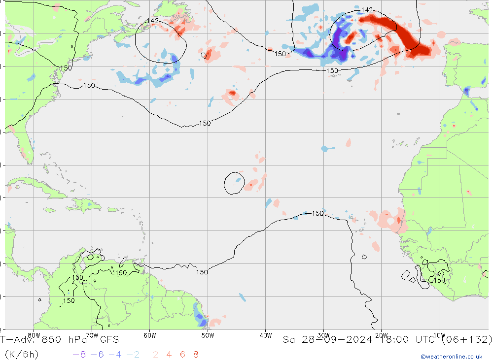 T-Adv. 850 hPa GFS so. 28.09.2024 18 UTC