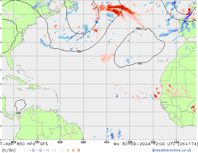 T-Adv. 850 hPa GFS Mo 30.09.2024 12 UTC