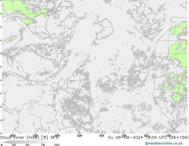 Nubi (totali) GFS dom 29.09.2024 18 UTC