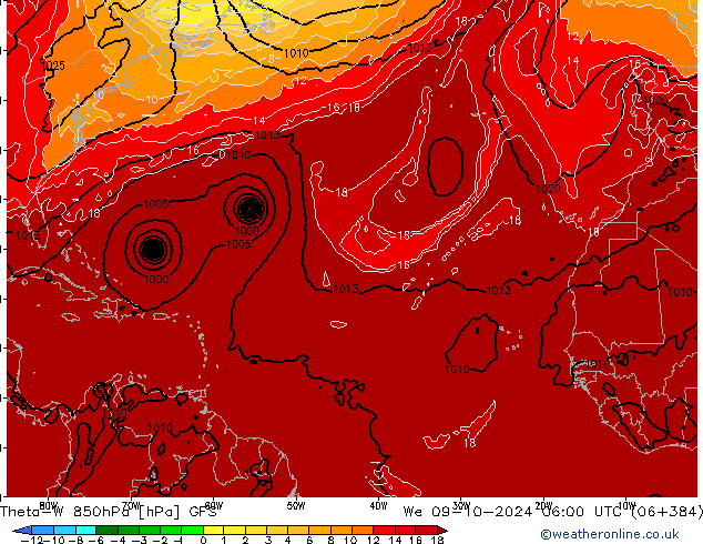 Theta-W 850hPa GFS mié 09.10.2024 06 UTC