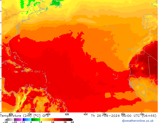 Temperature (2m) GFS Th 26.09.2024 00 UTC