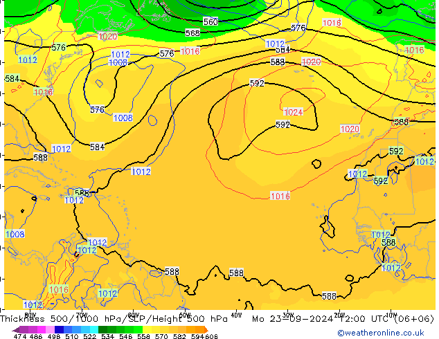 Thck 500-1000hPa GFS lun 23.09.2024 12 UTC