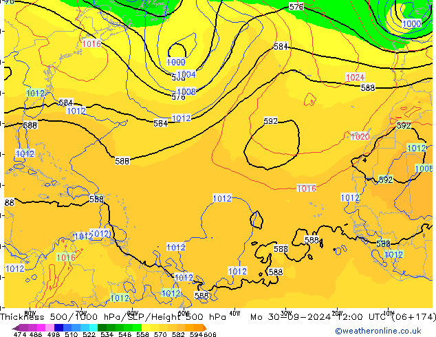 Thck 500-1000hPa GFS lun 30.09.2024 12 UTC