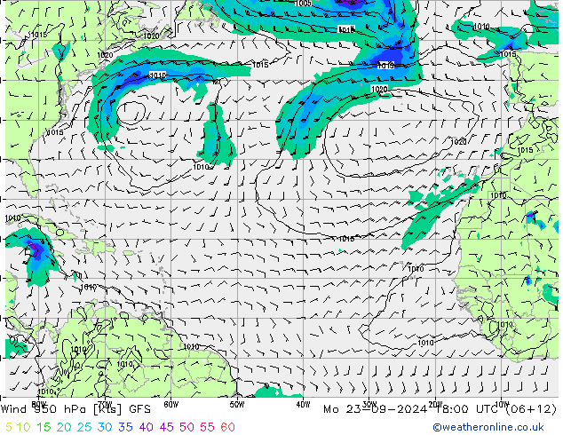 Wind 950 hPa GFS ma 23.09.2024 18 UTC