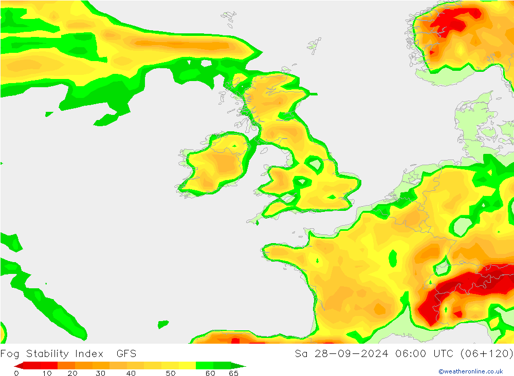 Fog Stability Index GFS za 28.09.2024 06 UTC