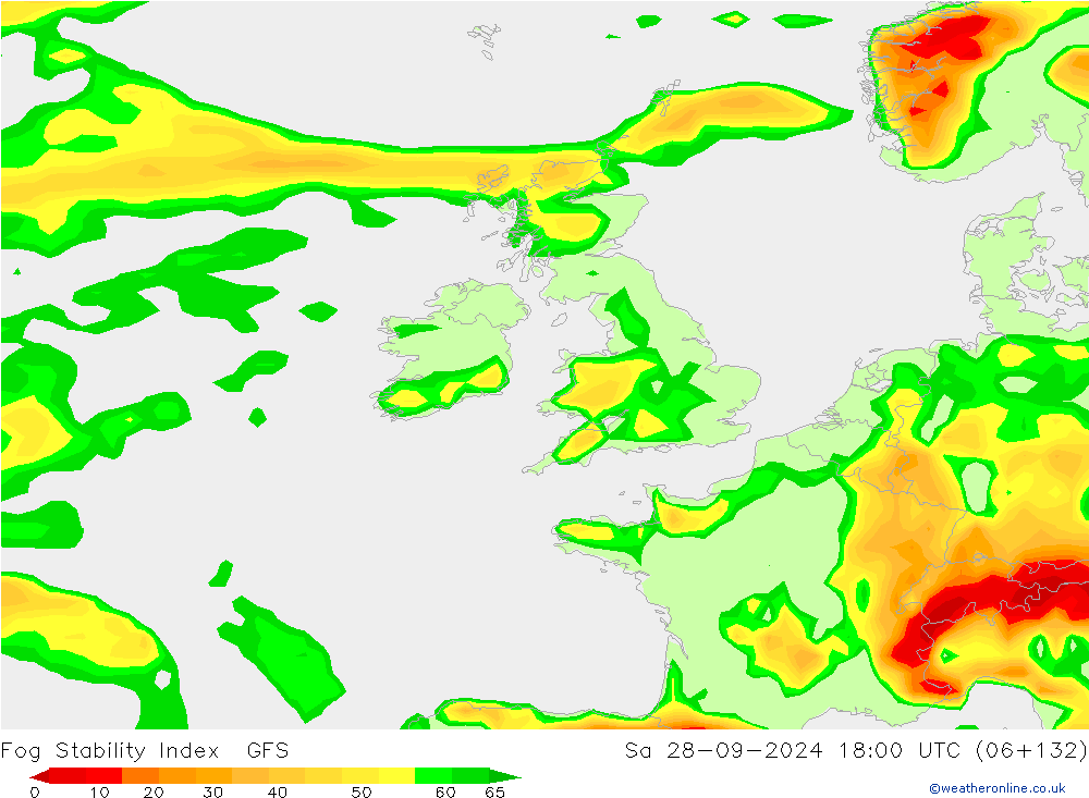 Fog Stability Index GFS sáb 28.09.2024 18 UTC