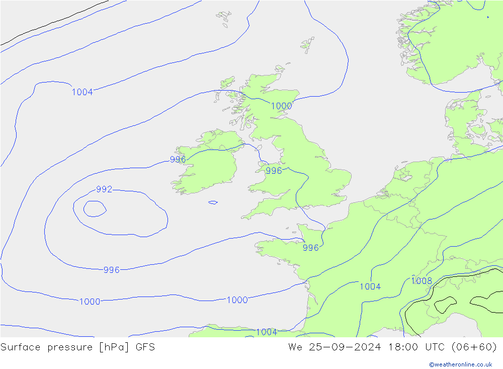 Luchtdruk (Grond) GFS wo 25.09.2024 18 UTC