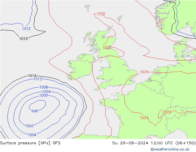 Yer basıncı GFS Paz 29.09.2024 12 UTC