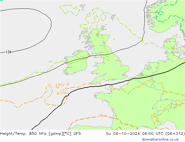 Z500/Rain (+SLP)/Z850 GFS Su 06.10.2024 06 UTC