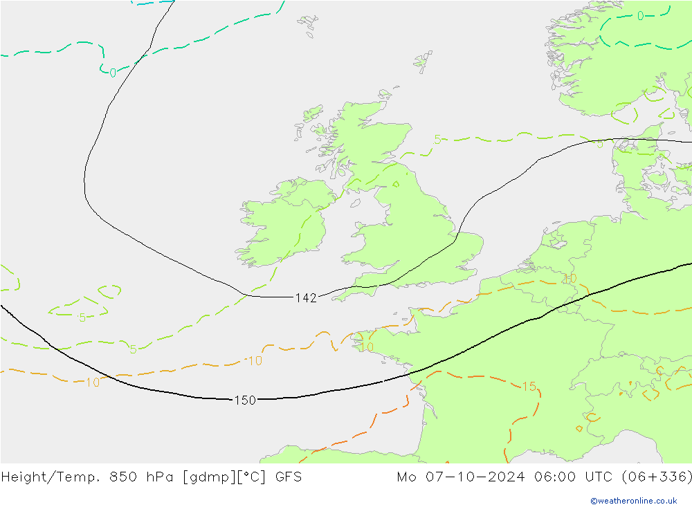 Height/Temp. 850 hPa GFS  07.10.2024 06 UTC