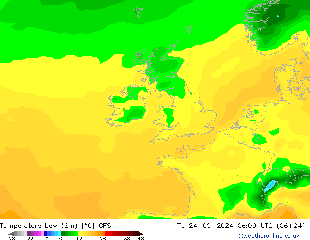 Min.  (2m) GFS  24.09.2024 06 UTC