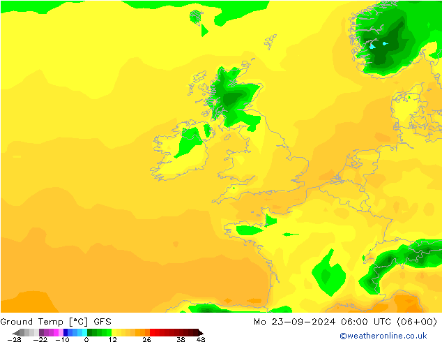 Ground Temp GFS Mo 23.09.2024 06 UTC