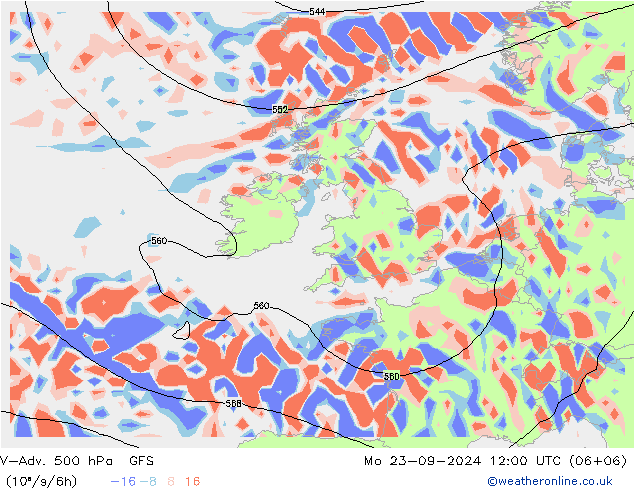 V-Adv. 500 hPa GFS pon. 23.09.2024 12 UTC