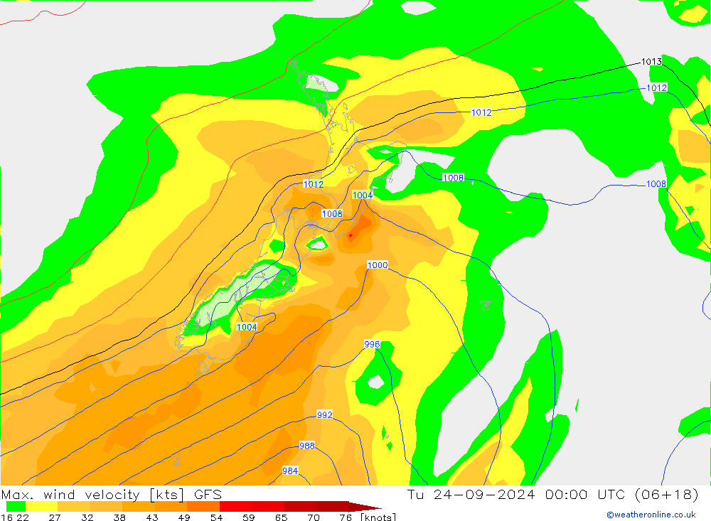 Max. wind velocity GFS Ter 24.09.2024 00 UTC