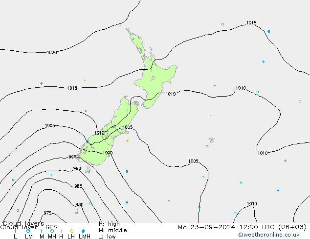 Cloud layer GFS Mo 23.09.2024 12 UTC
