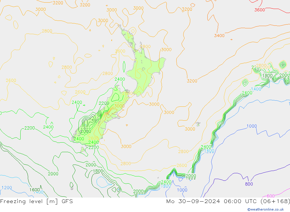 Nulgradenniveau GFS ma 30.09.2024 06 UTC