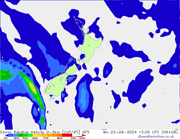 Storm Relative Helicity GFS wrzesień 2024