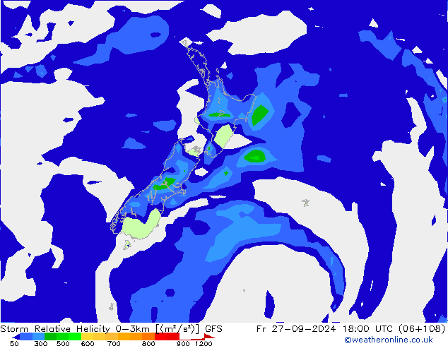 Storm Relative Helicity GFS Fr 27.09.2024 18 UTC