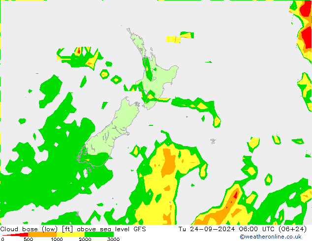 Cloud base (low) GFS Tu 24.09.2024 06 UTC