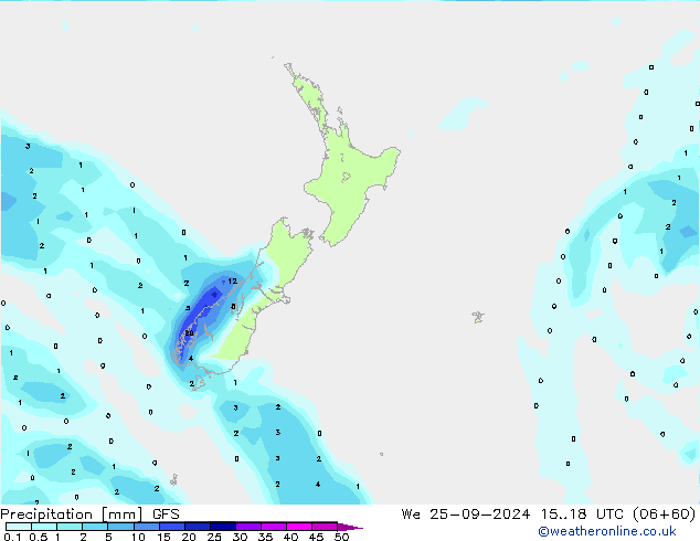 Precipitazione GFS mer 25.09.2024 18 UTC