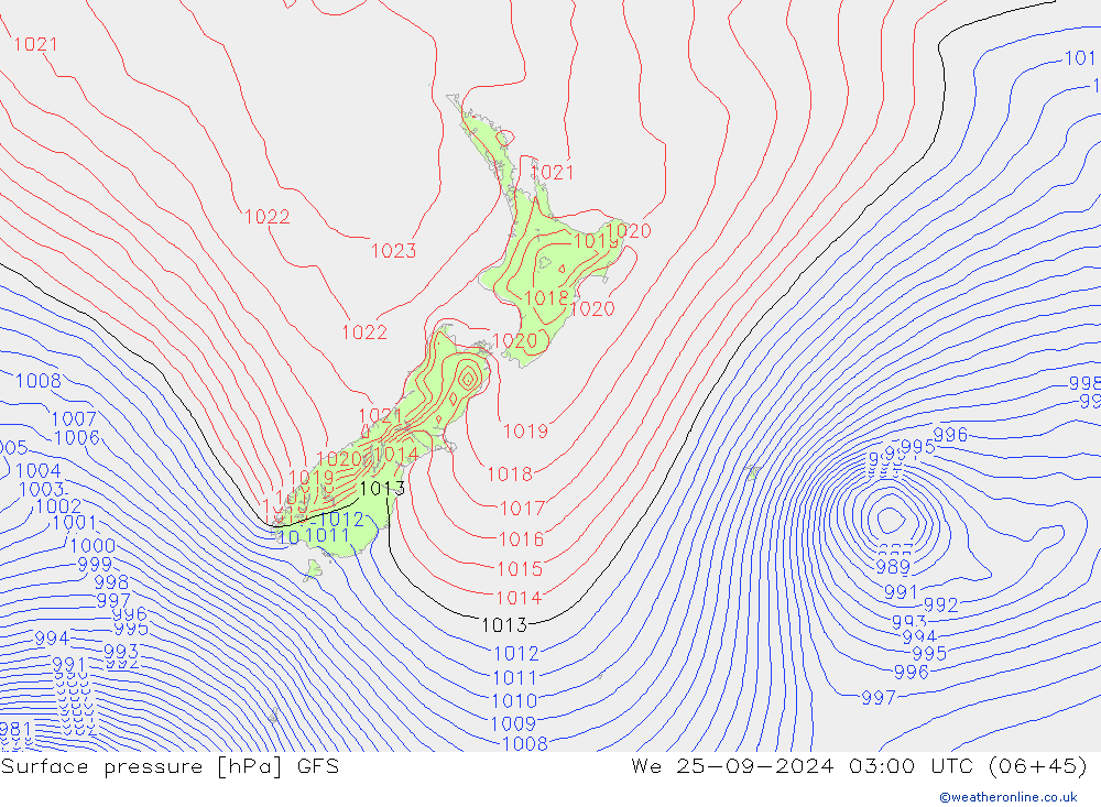 Surface pressure GFS We 25.09.2024 03 UTC