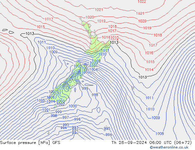 pression de l'air GFS jeu 26.09.2024 06 UTC