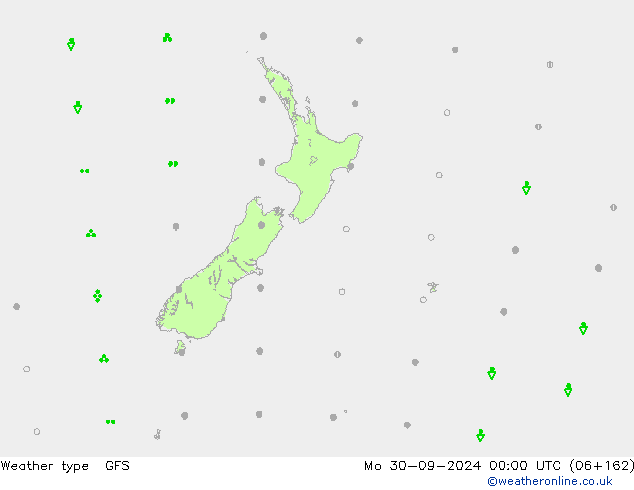 Tipo de precipitación GFS lun 30.09.2024 00 UTC