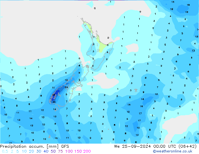 Precipitation accum. GFS We 25.09.2024 00 UTC