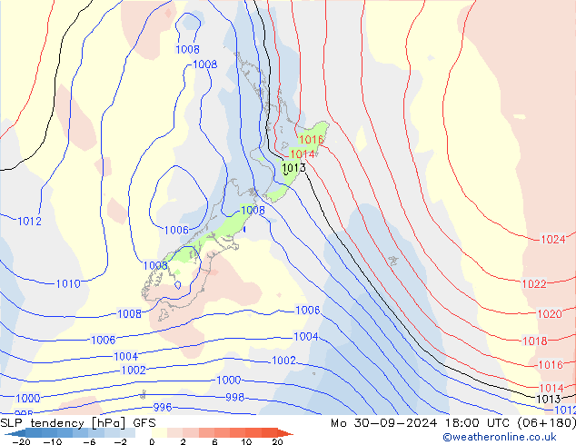 Tendencia de presión GFS lun 30.09.2024 18 UTC