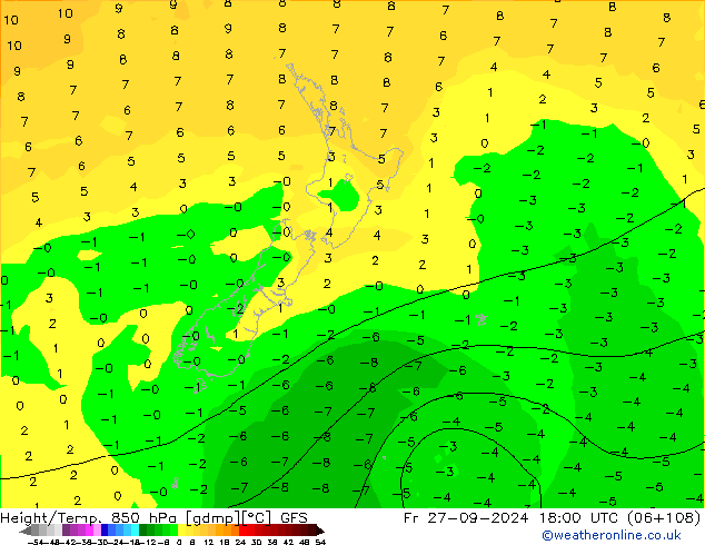 Height/Temp. 850 hPa GFS Fr 27.09.2024 18 UTC