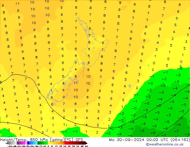 Height/Temp. 850 hPa GFS Mo 30.09.2024 00 UTC