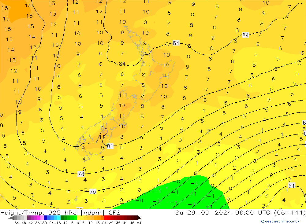 Height/Temp. 925 hPa GFS Dom 29.09.2024 06 UTC