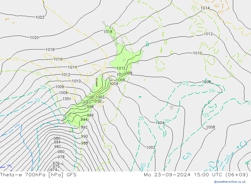 Theta-e 700hPa GFS Mo 23.09.2024 15 UTC