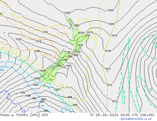 Theta-e 700гПа GFS чт 26.09.2024 00 UTC