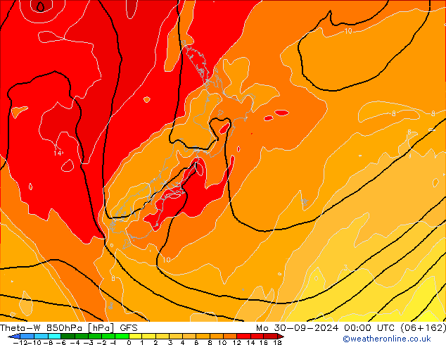 Theta-W 850hPa GFS Mo 30.09.2024 00 UTC