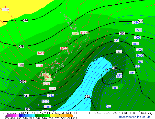 Thck 500-1000hPa GFS mar 24.09.2024 18 UTC