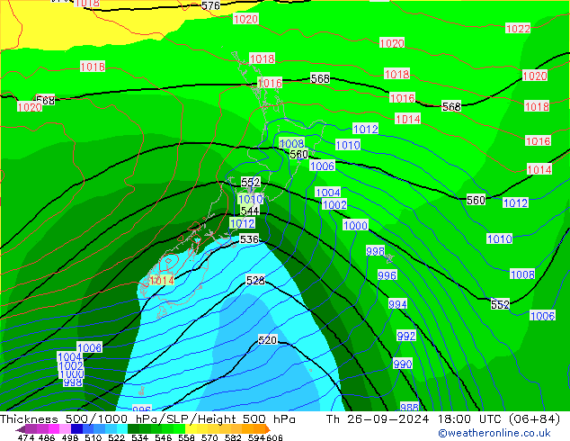 Thck 500-1000hPa GFS Th 26.09.2024 18 UTC