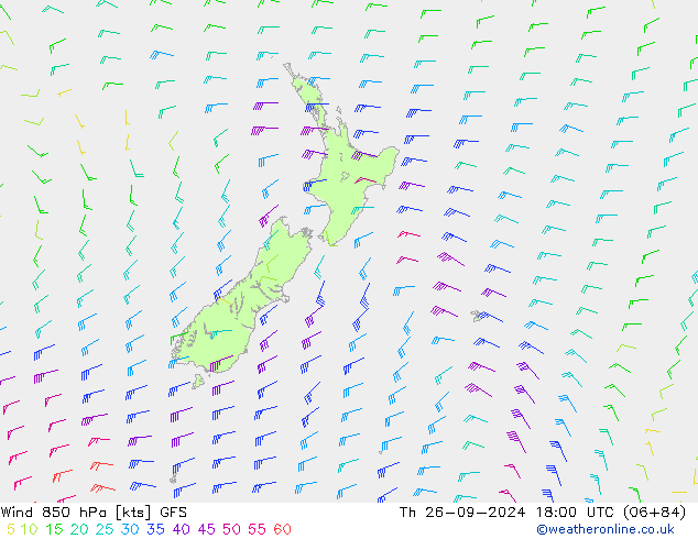 Wind 850 hPa GFS Th 26.09.2024 18 UTC