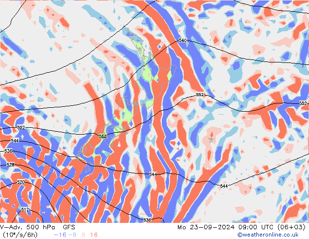 V-Adv. 500 hPa GFS ma 23.09.2024 09 UTC