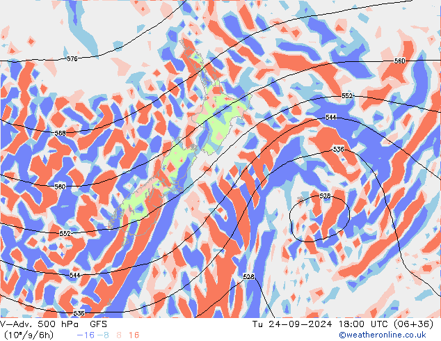 V-Adv. 500 hPa GFS mar 24.09.2024 18 UTC