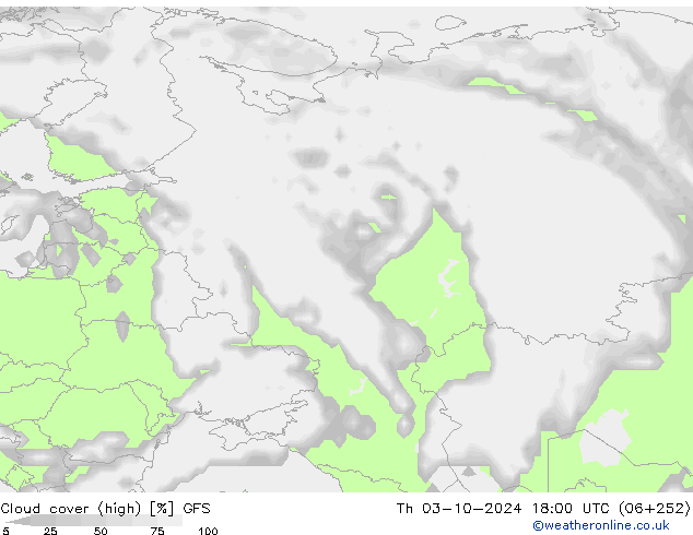 Nubes altas GFS jue 03.10.2024 18 UTC