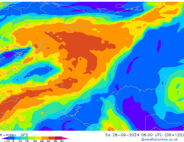 K-Index GFS Sáb 28.09.2024 06 UTC