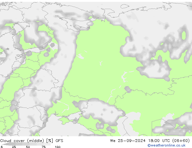 nuvens (médio) GFS Qua 25.09.2024 18 UTC