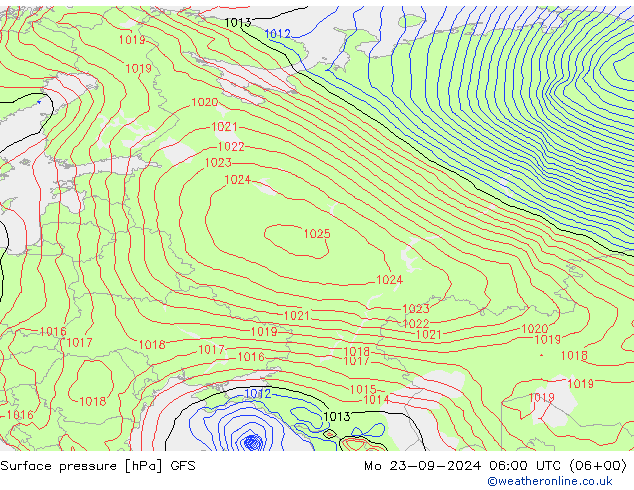 Surface pressure GFS Mo 23.09.2024 06 UTC