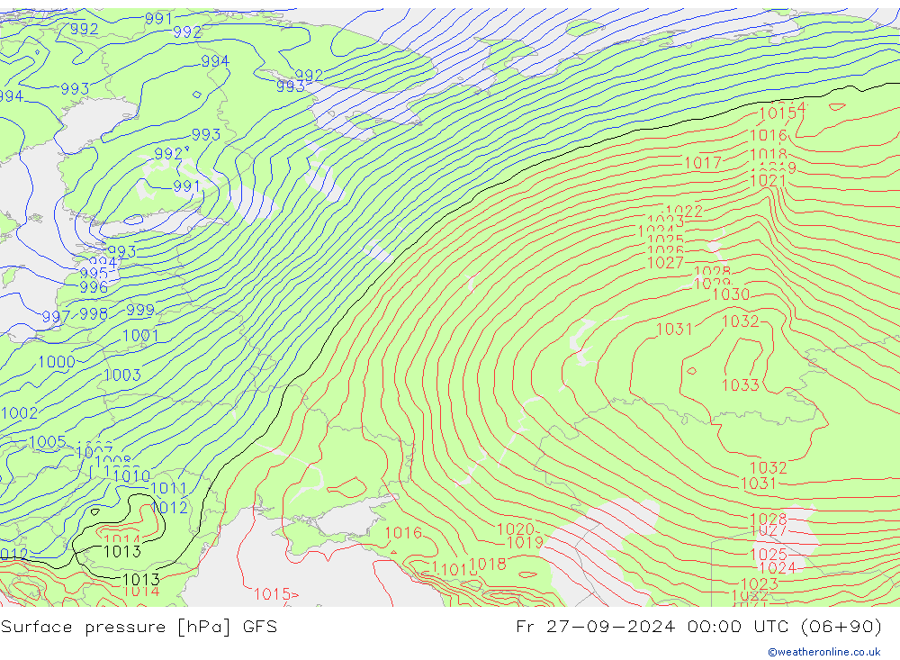 Bodendruck GFS Fr 27.09.2024 00 UTC