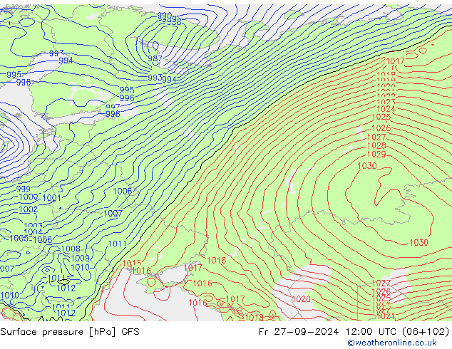 GFS: Sex 27.09.2024 12 UTC