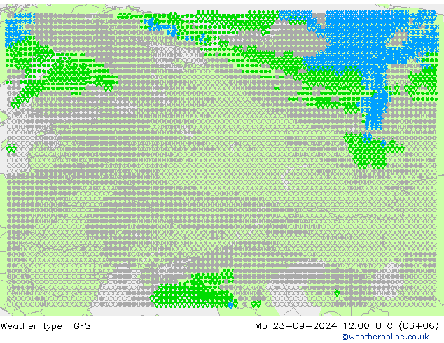 rodzaj opadu GFS pon. 23.09.2024 12 UTC