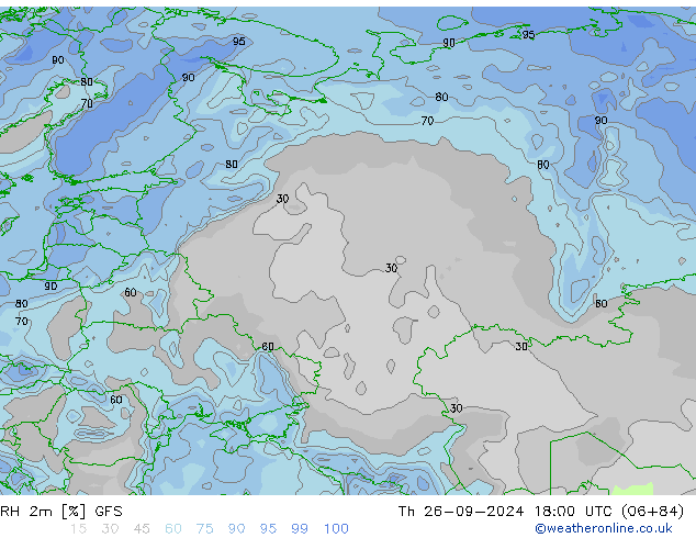 RH 2m GFS чт 26.09.2024 18 UTC