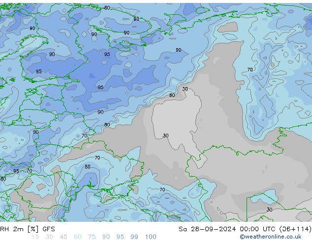 RH 2m GFS so. 28.09.2024 00 UTC